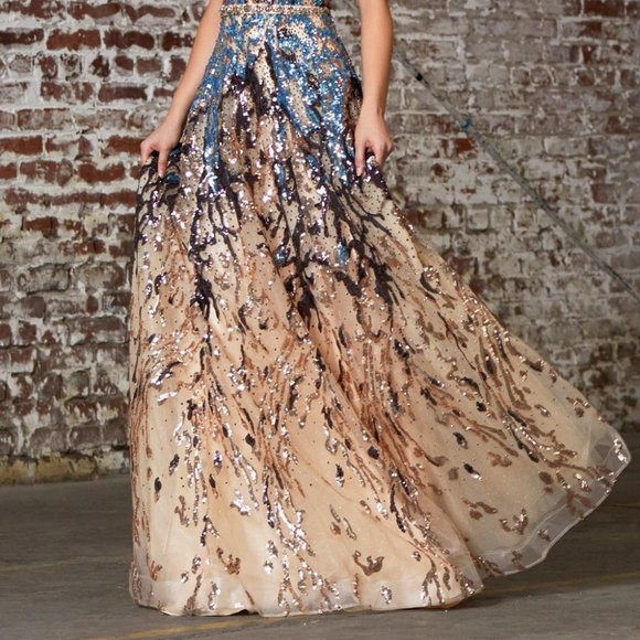 Illusion V-Neck Sequin Prom Dress CDCR845 - Picture 6 of 6